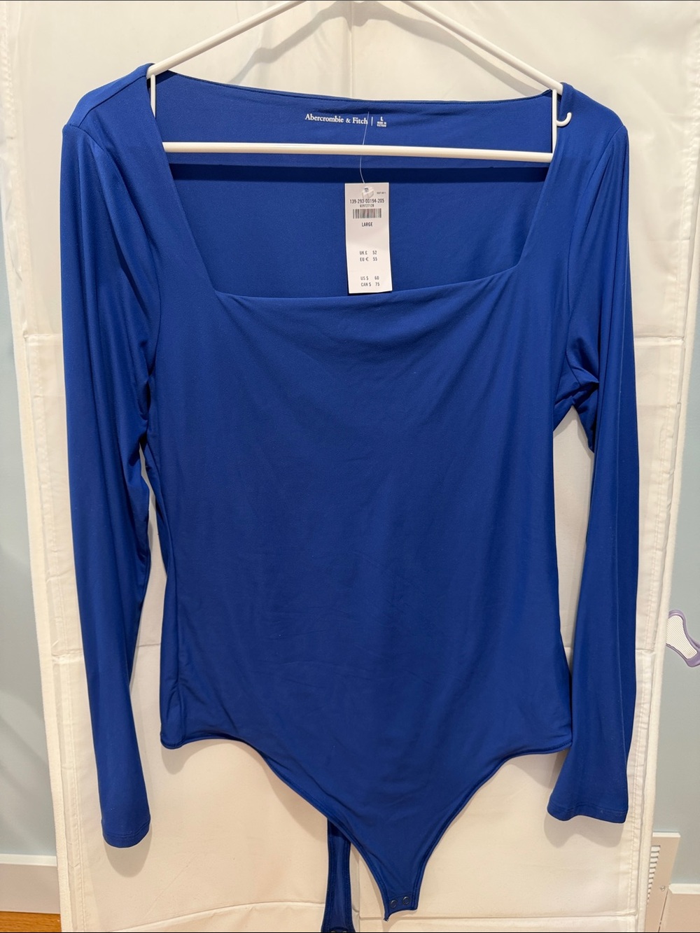 Abercrombie & Fitch Cobalt Blue Long-Sleeve Square Neck Bodysuit